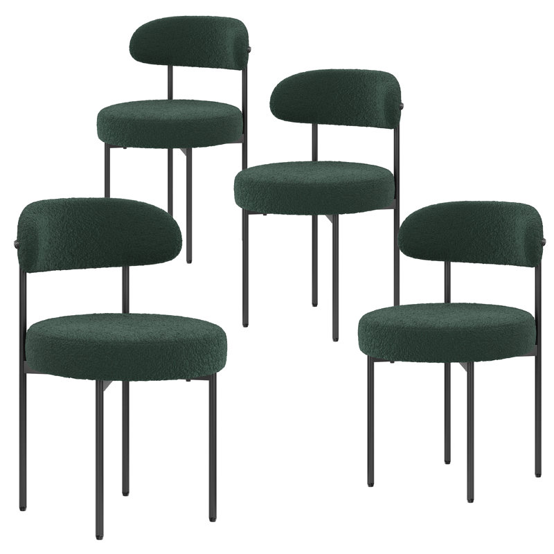 Chantele 19.3'' H Tufted Upholstered Metal Side Chair, Green