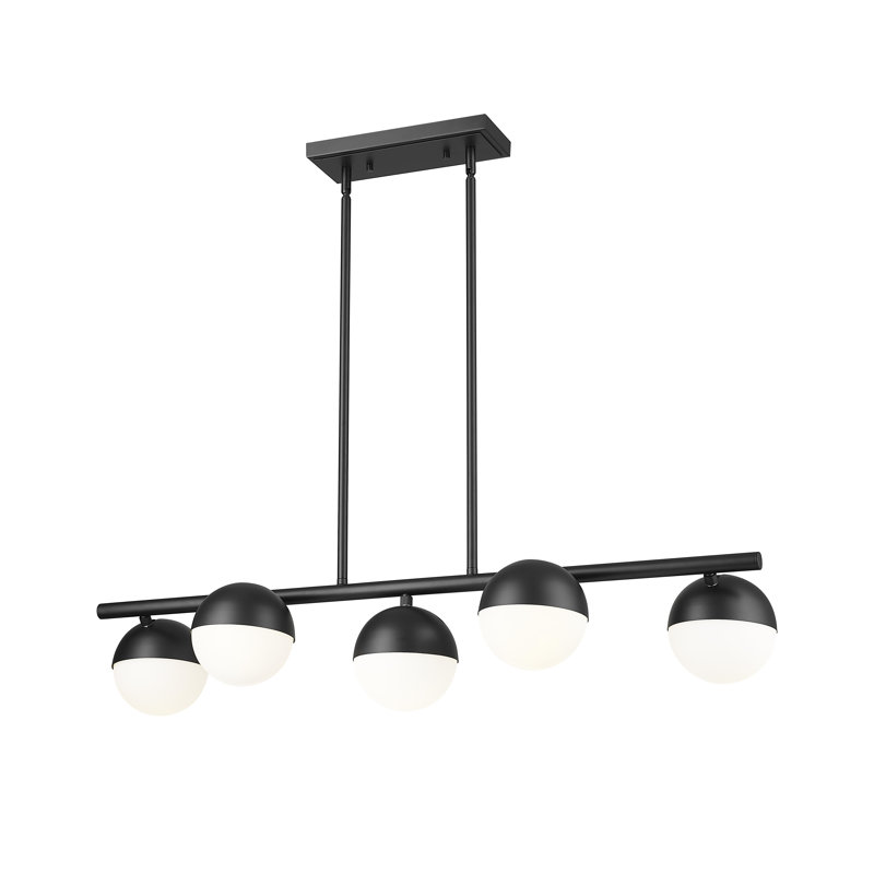 Lustre linéaire à 5 lumières Trombetta, Noir mat
