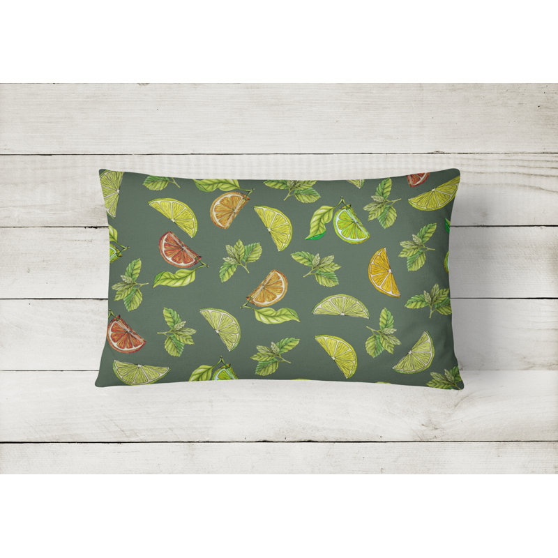 Lemons, Limes and Lumbar Pillow, Dark Green
