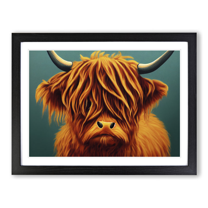 Highland Cow Portrait Vol.3 - Single Picture Frame Print, Black, 46cm H x 64cm W x 2cm D