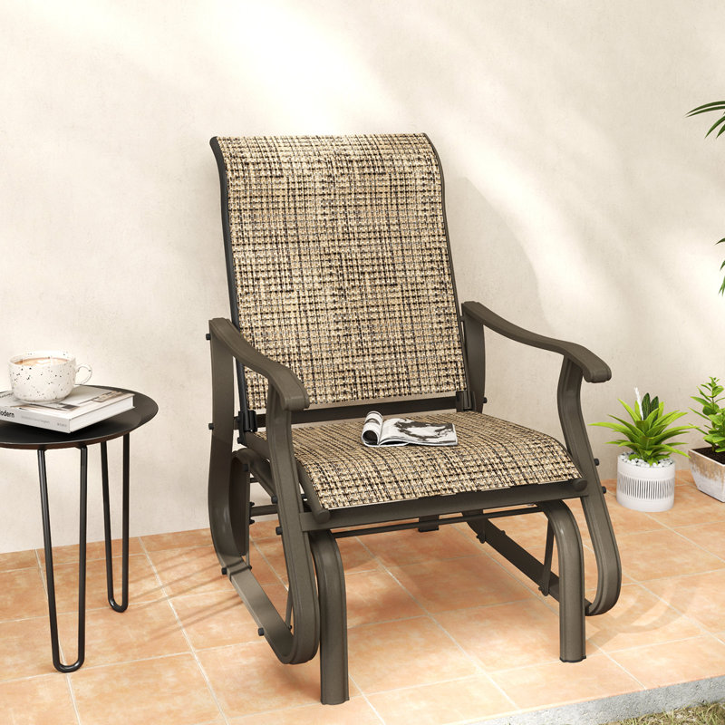 Outdoor Glider Chair, Patio Glider with Steel Frame, Mixed Brown