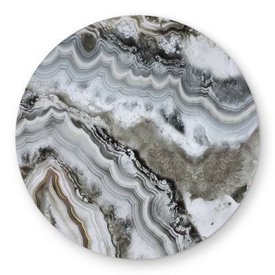 Abstract Geode - Brown Round Outdoor Area Rug for Home Decor