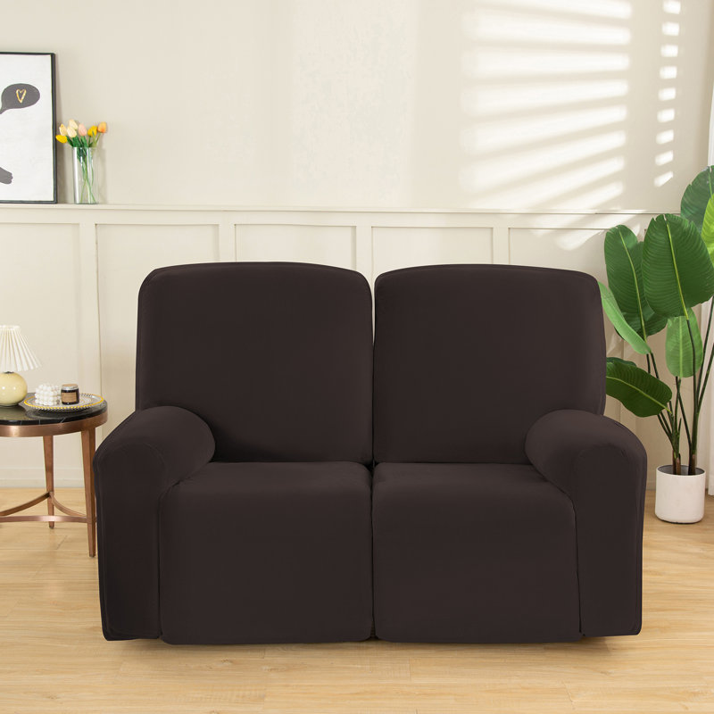 Housse pour fauteuil inclinable en velours extensible, Velours brun