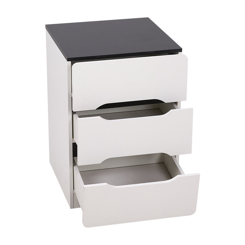3-Drawer Nightstand with Black & White Base – E1 12mm MDF Bedside Table