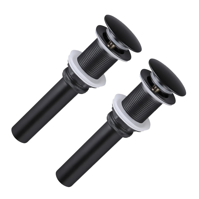 Drain escamotable de salle de bain sans vasque de débordement, acier inoxydable, deux pièces, Noir mat