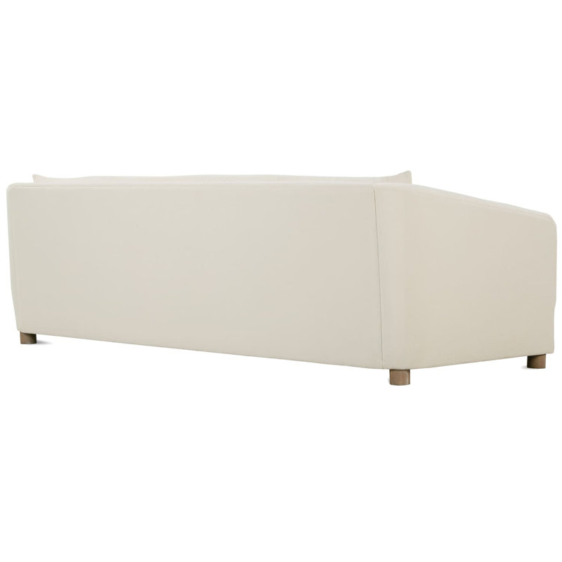 Kyndel Bench Cushion Sofa, Bone White Performance Velvet (BF100-43), Washed Oak, 30" H x 96" W x 40" D