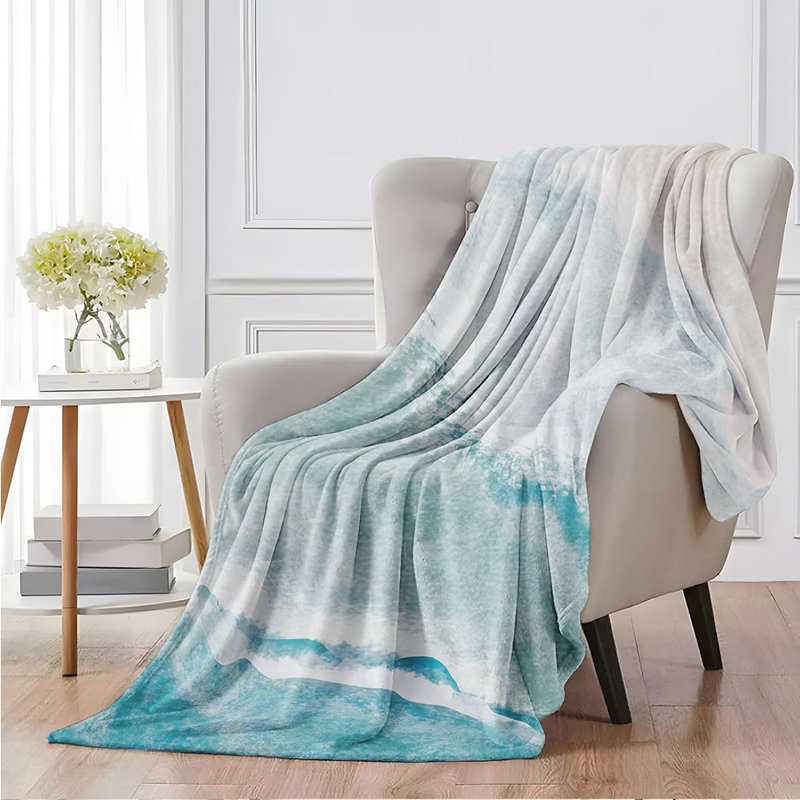 Throw Blanket Super Soft Warm Flannel Coastal Beach Child...