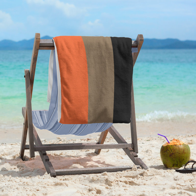 Beach Towel, Orange/Gold/Black, Polyester/Cotton