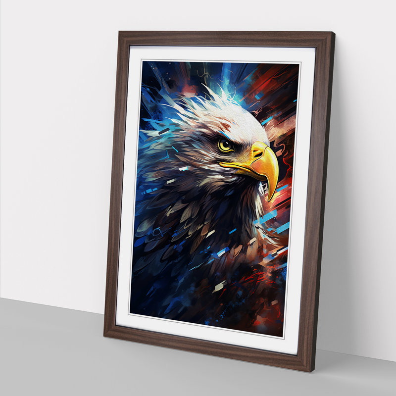 Eagle Futurism - Single Picture Frame Print on Wood, Walnut, 34" H x 25" W x 2" D