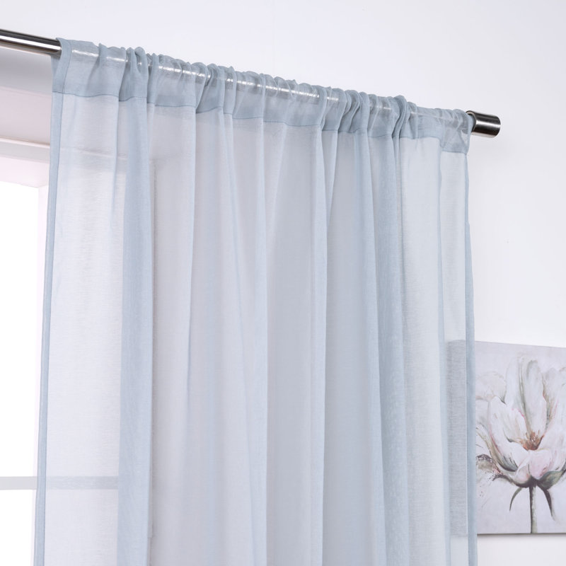 Paire de rideaux transparents avec passe-tringle Walton, Gris, L 52 po x L 96 po