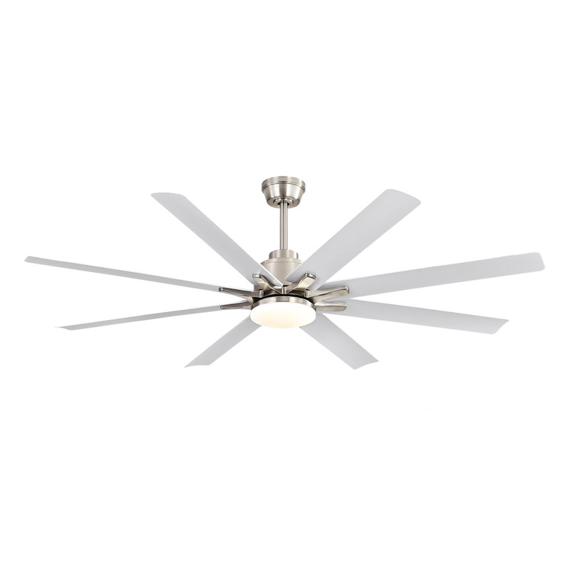  52-inch Modern Ceiling Fan with Light, Remote Control Smart Fan, 8 ABS Blades, DC Motor, 6 Speeds, Downrod Mount for Bedroom, Living Room