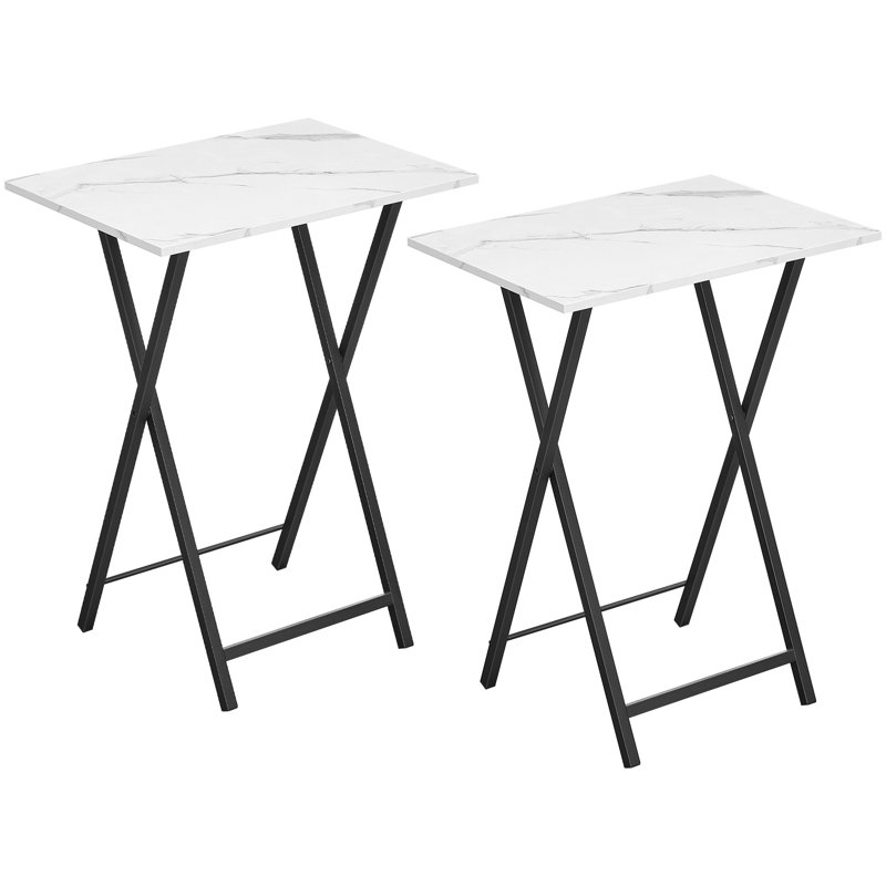 Ensemble de tables-plateaux Keare, Marbre blanc / noir
