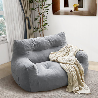 Oversized Bean Bag Chair for Adults, 2-Seater Loveseat Sofa, Bean Bag Couch with Filler Giant Living Room Bean Bag Chair with Pocket, Big Lazy Sofa Ac
