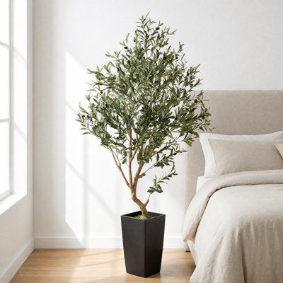 Arbre à fleurs 5,5 pi en olivier artificiel réaliste pour la maison et le bureau