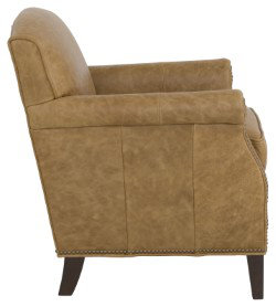Dresden Club Chair, 1181 Pearl Genuine Leather, Walnut, Black Nickel