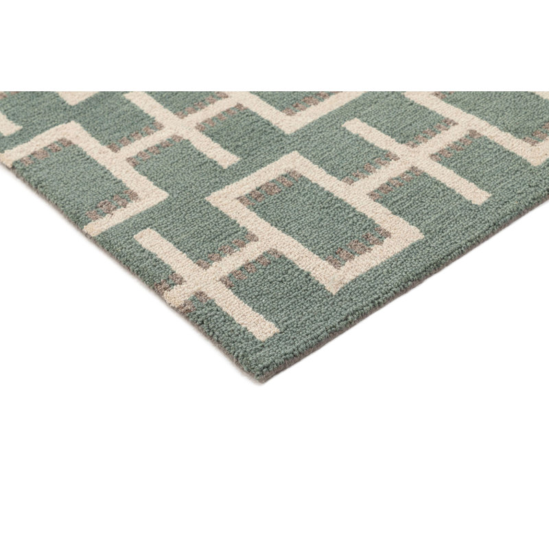 Elsey Hand Tufted Wool Geometric Indoor Rug, Rectangle 9' x 12'