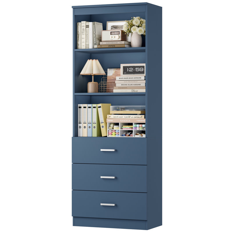Kahler 70.9'' H x 23.6'' W Standard Bookcase with 3 Drawers, Blue