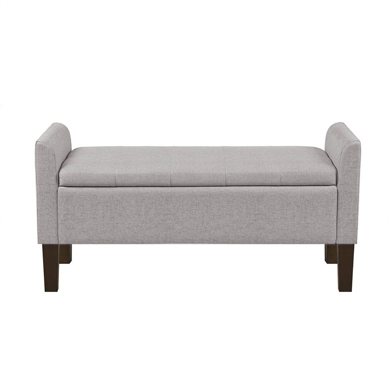 Blaire Gray Upholstered Flip-Top Storage Bench