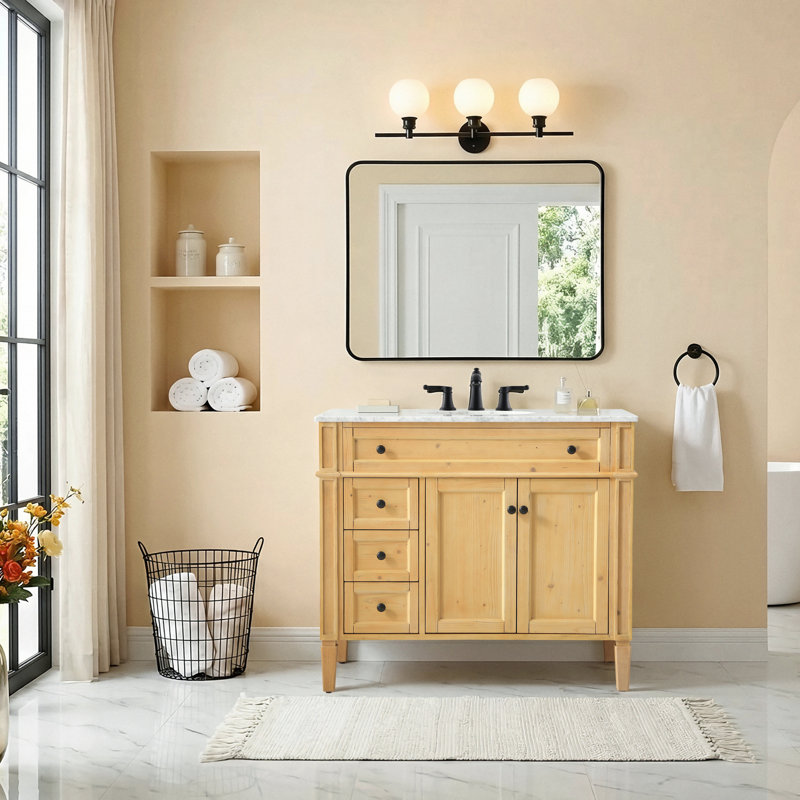 Ensemble de meuble-lavabo simple 40 "Rivers, Bois naturel
