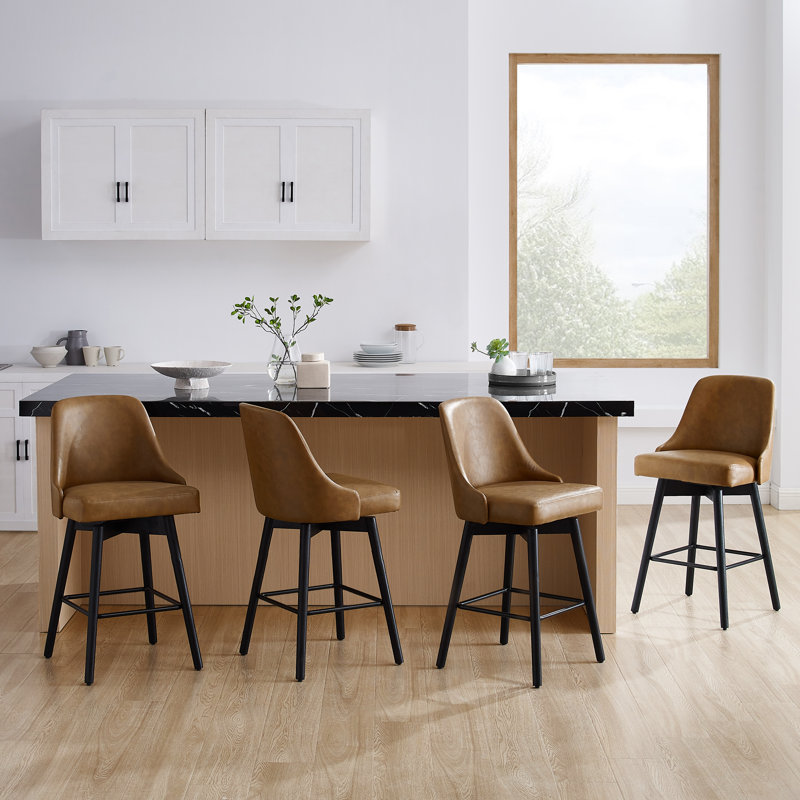 Cronk Swivel Bar Stool, Brown/Black