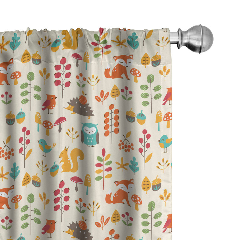 Children Semi-Sheer Rod Pocket Curtain Panels, 28" x 84"