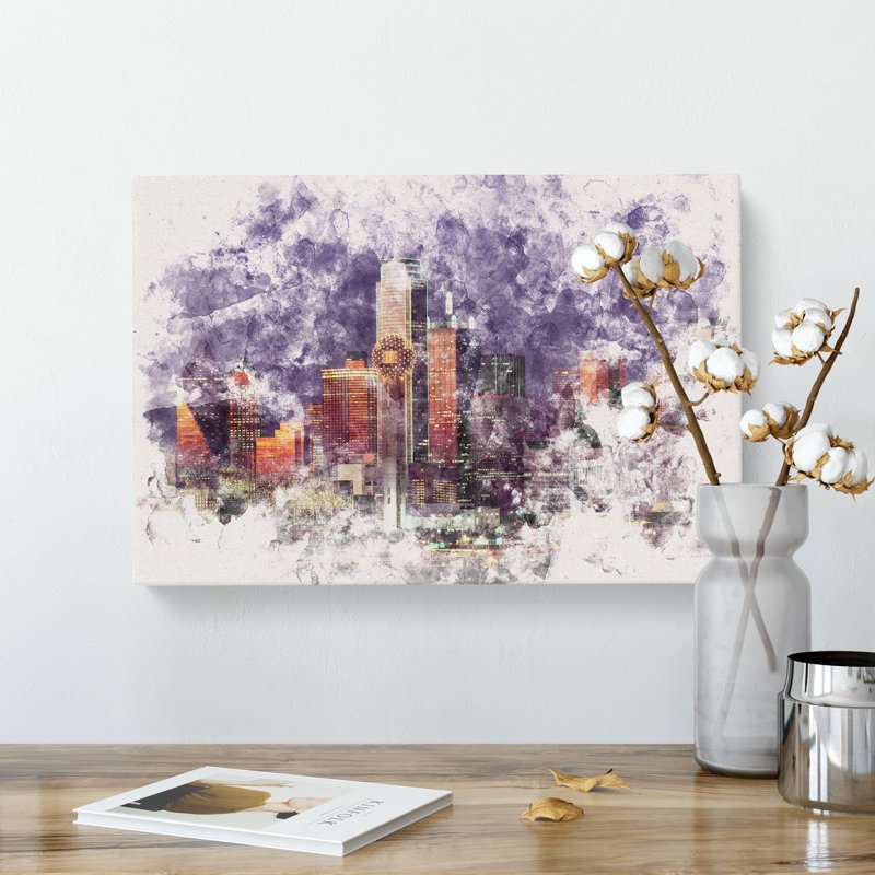Dallas Texas Skyline At Dusk - Wrapped Canvas, 60cm H x 91cm W x 3cm D