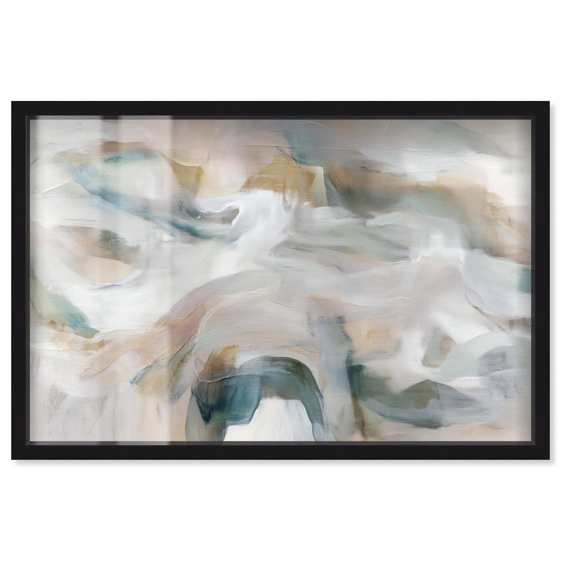 «Whispering Colors IV Shadowbox», art abstrait discret par Art Remedy, H 31 po x l 46 po, Noir
