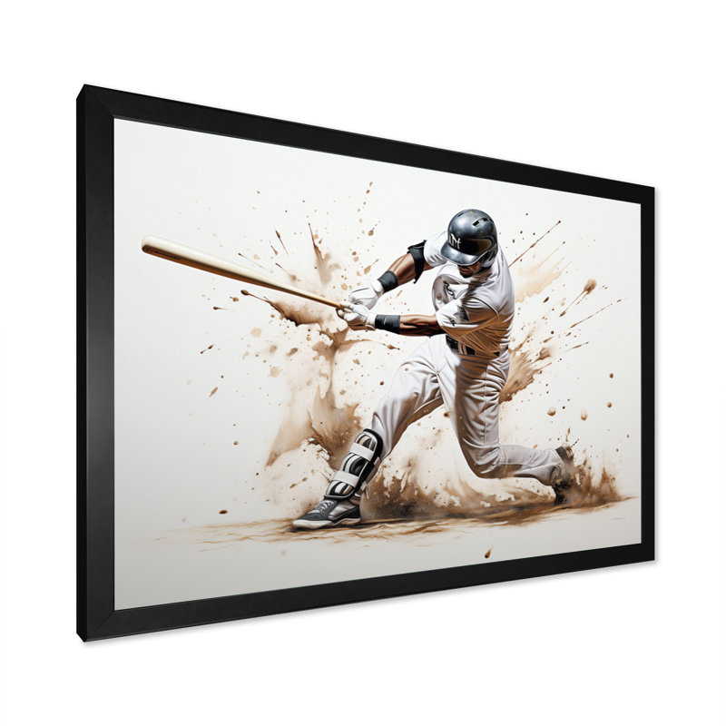 Baseball Minimal Swing I - Sports Wall Art Prints, H 24 po x l 32 po x P 1 po, Cadre photo noir