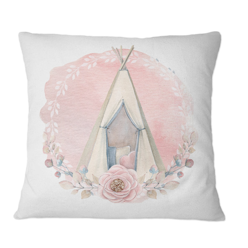 Coussin Kids Kids Boho Wigwam In Pink, 18 po x 18 po
