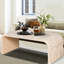 Table basse vintage au design artistique incurvé, montage facile, 122 cm (48 pouces), aspect antique naturel, bois massif, rangement ouvert pour un espace de vie principal, couleur et construction faciles à vivre.