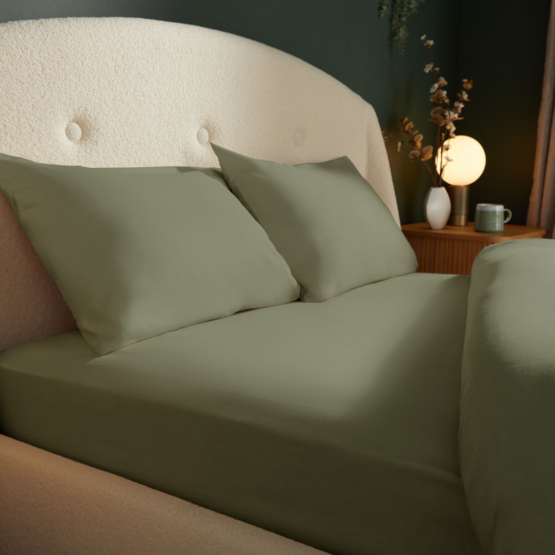 Silentnight Brushed Cotton Fitted Sheet, Kingsize (5'), Green