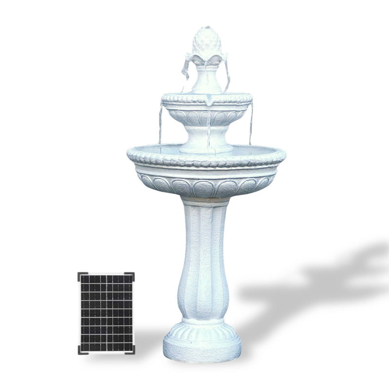  39" 2-Tier Outdoor Freestanding Solar Water Fountain - Classic Design, White Resin Bird Bath with Pump - Ideal for Yard, Lawn and Garden, Porch Décor
