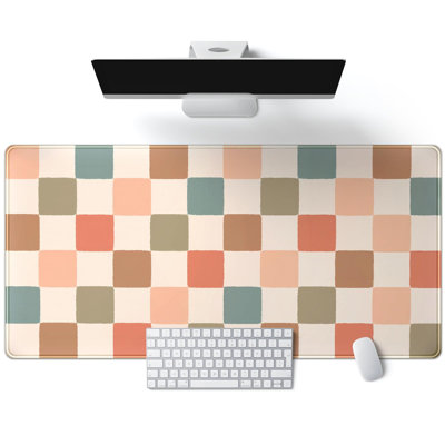 Boho Checker Desk Mat Beige Checkerboard Mouse Pad Large Aesthetic Desk Pad Extended Gaming Mousepad XXL Keyboard Pad Computer Laptop Mouse Mat Office Desktop Decor Pad, 11.8 x 27.6 inComes with a pure white mug as a gift