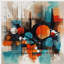 «Orange Abstracted Geometric Explorations III», horloge murale en forme géométrique unique-106132947