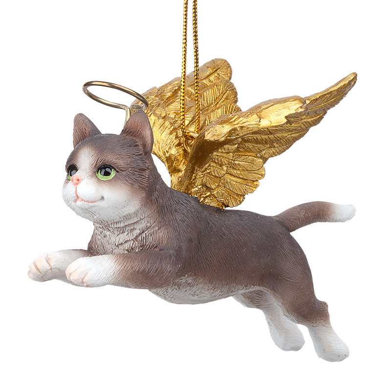 Feline Grey Tabby Cat Angel Holiday Ornament