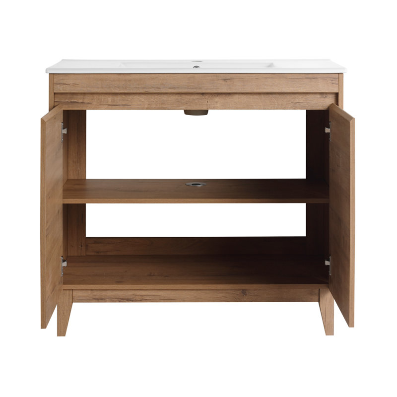 Meuble-lavabo avec rangement, Brun