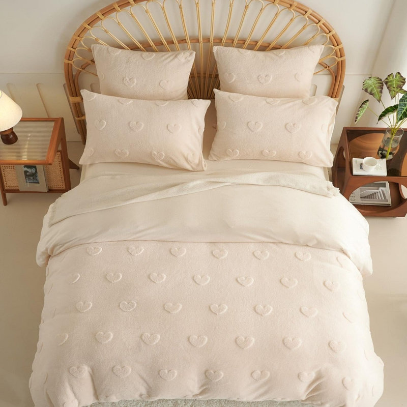W-NNRJHAX-BG Microfiber Duvet Cover Set, King Duvet Cover + 2 Standard Pillowcases