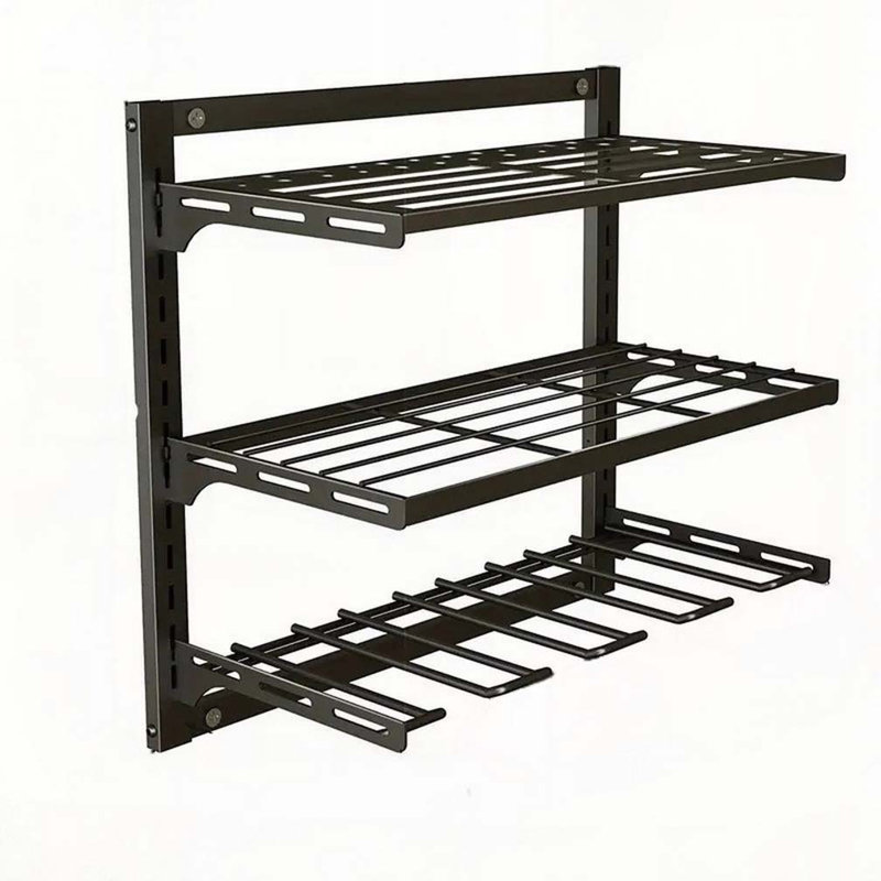 Support mural robuste en métal pour organisateur d'outils électriques, support de garage réglable à 3 niveaux, tablette d'atelier durable pour perceuses, tournevis, pinces