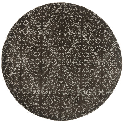 Tapis de couleur café en viscose / laine à motif géométrique Benil Martha Stewart