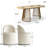 6 - Person Dining Table Sets With Extendabe Oval Table & 6 Upholstered Chenille Rolling Chairs-1999014726
