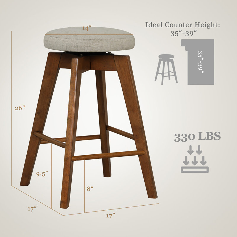 Zniah Swivel Upholstered Counter Stool, 2 Pack