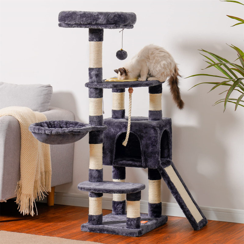 Arbre à chat Evalena, H 8,66 po x l 16,54 po x L 18,5 po, Gris foncé