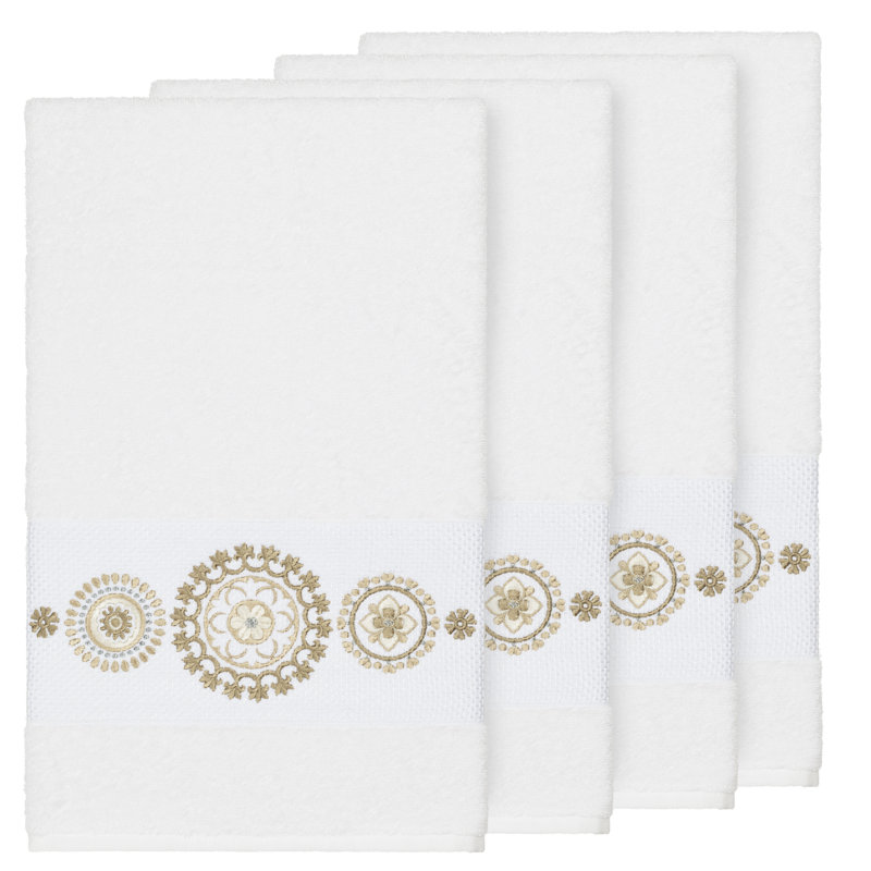 Ensemble de serviettes de bain en coton turc 4 pièces Isabelle, Blanc