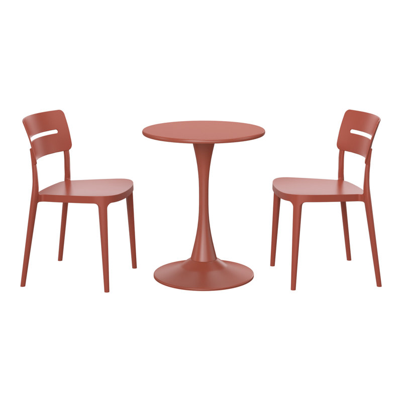 2-Person Outdoor Round Dining Set, Red