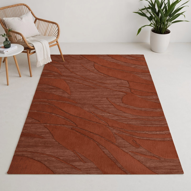 Tapis brun abstrait intérieur et extérieur, Rectangulaire 3 pi x 5 pi