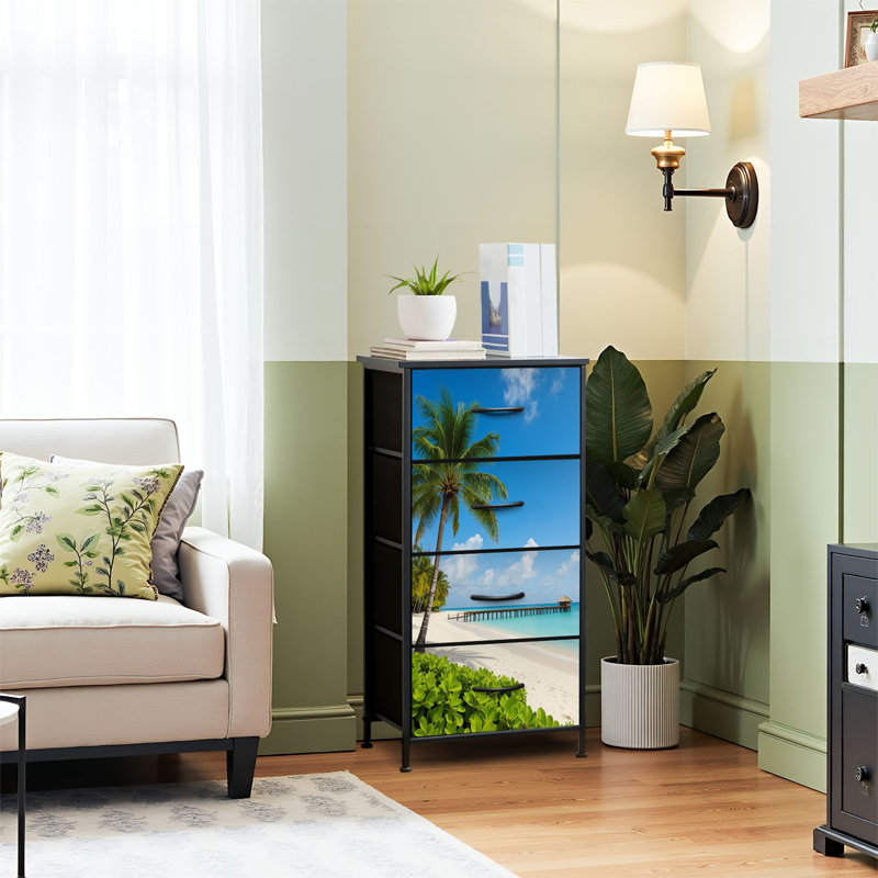 Commode pour commode de chambre à coucher pour commode Paradise beach tropical Island Commodes et commodes en tissu avec bacs de rangement à 4 tiroirs