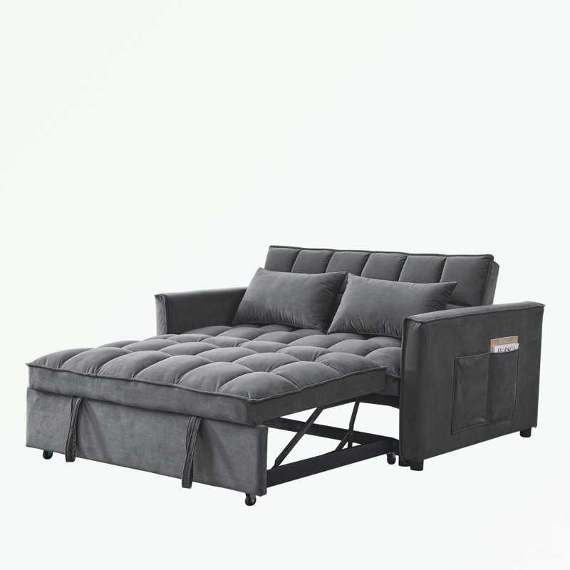 Cubbindall Upholstered Convertible Sofa Bed,Sleeper Sofa,Velvet Sofa,Modern Sofa,Accent Sofa, Grayish Velvet