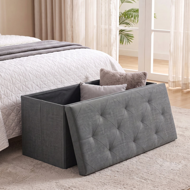 Upholstered Engineered Wood Bench, Grey, Linen