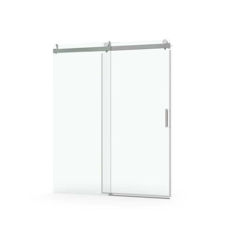 Porte de douche de 76 po de hauteur x 60 po de largeur avec fermeture en douceur, verre trempé de 1/4 po, système de coulissement stable et étanche, bande