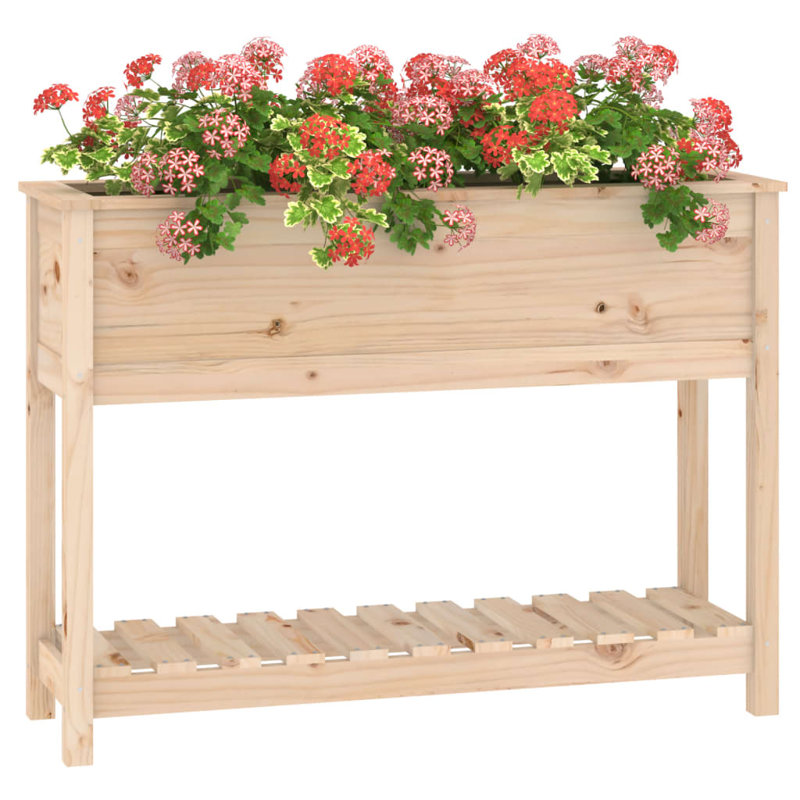 Aalap Wood Raised Garden Bed, Natural Brown, 81cm H x 111.5cm W x 34.5cm D